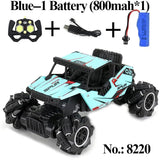 4WD Rock Crawler Drift RC Car, 2.4Ghz, Stunt Spray, for Boys - 8220 Blue-800mah image