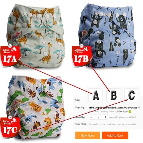 Baby Washable Reusable Cloth Pocket Nappy Diaper - 17, A image