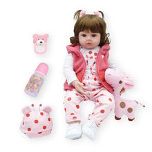47cm soft silicone reborn toddler baby doll in a pink outfit with accessories for realistic pretend parenting play.