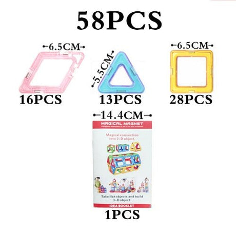 Set of colorful magnetic frames with packaging on a white background