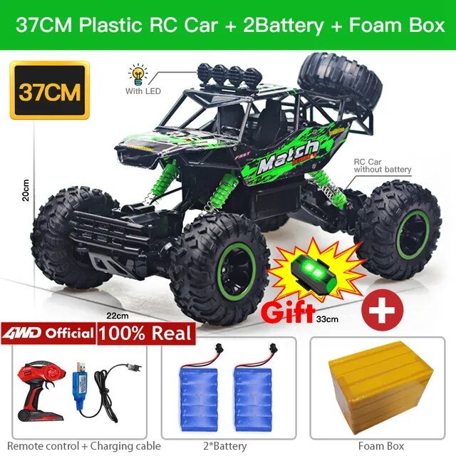 37CM Plastic RC Car with 2 Batteries and Foam Box.