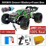 Remote control monster truck with accessories.