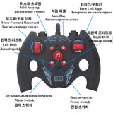 Black remote control with labeled buttons