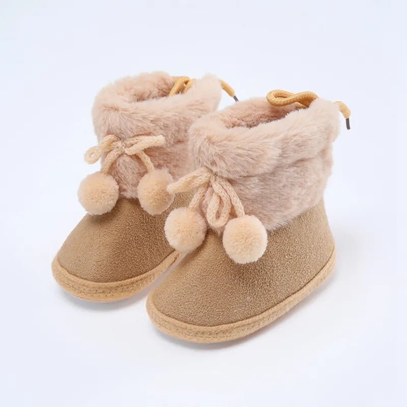 Baywell Furry Winter Snow Boots - Soft Sole for Baby Girls 0-18M image