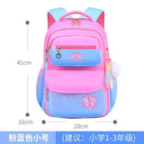 Orthopedic Girls' Primary School Backpack: Gradient Color, Large Capacity - Pink Blue Small image