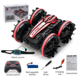 Amphibious RC Stunt Car - Double-Sided Flip, Drift Vehicle - R With watch image