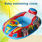 Inflatable Baby Swim Ring with Sun Shade: Toddler Pool Toy for Outdoor Fun - YTYYQ BLUE B image