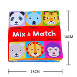 Colorful children's book with animal faces and 'Mix & Match' text, dimensions indicated.