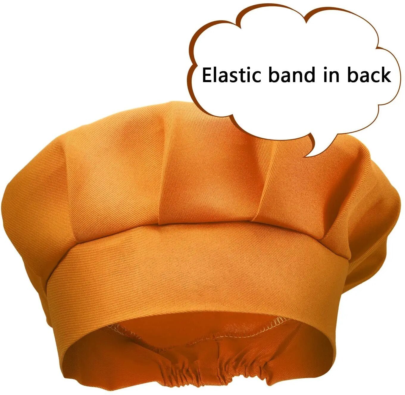 Orange headband with an elastic band in the back 