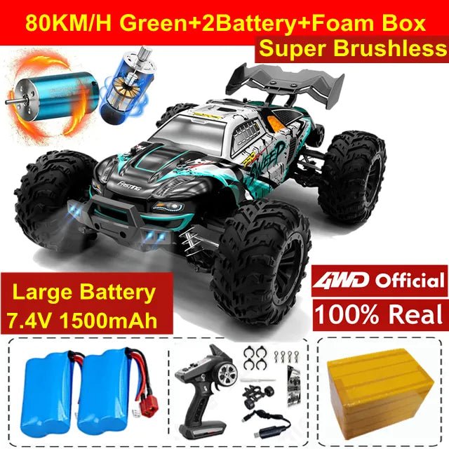 4WD RC drift car kit set up for sharp drift turns, suited to smooth tarmac slides and loose off-road corners.