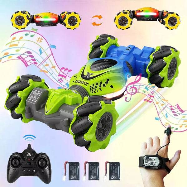 4WD RC Stunt Car with Gesture Sensor remote control set for twist-and-drift play and hands-on driving.