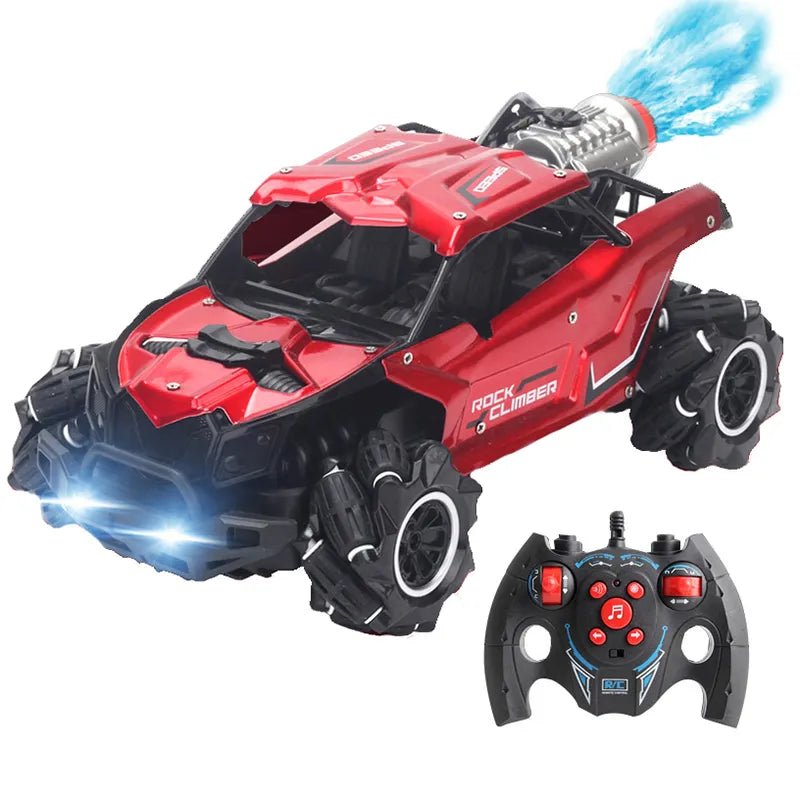 Red 4WD Rock Crawler Drift RC Car with rugged tyres for off-road action and boys outdoor play.