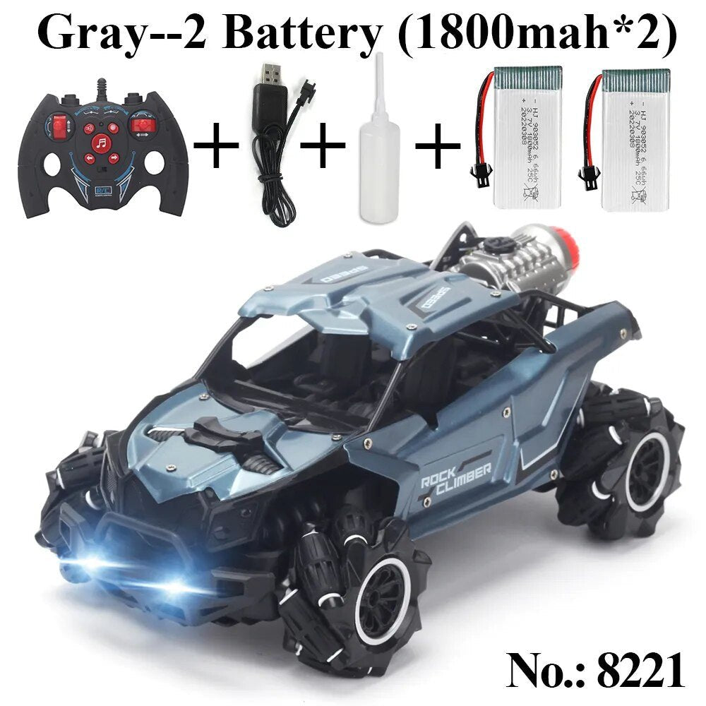 4WD Rock Crawler Drift RC Car with drift mode and battery kit for varied outdoor racing styles.