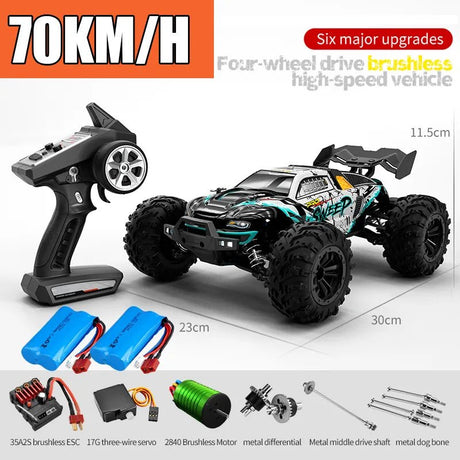 Remote control car with specifications and components.
