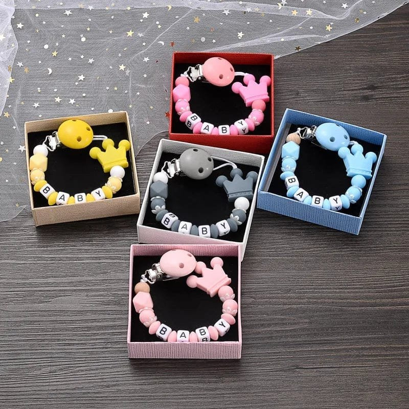 Personalized Baby Pacifier Clips with Name - Silicone Beaded Chain image 2