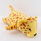 Plush toy shaped like a cheetah on a white background