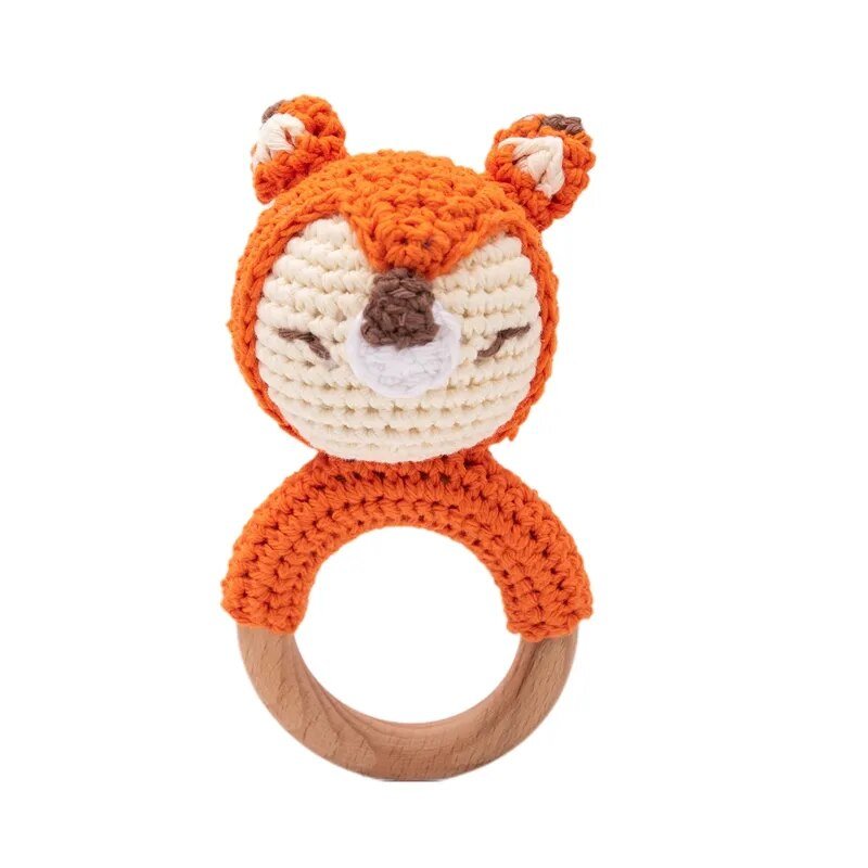 1PC Crochet Bear Rattle & Teether Bracelet for Babies - Fox image