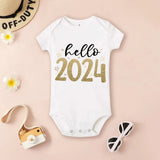 Hello 2024 Baby Bodysuit: Short Sleeve Romper Shower Gift image