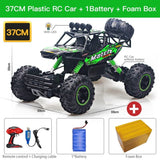 37CM Plastic RC Car with battery and foam box on a white background