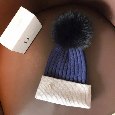 Natural Mink Pom Pom Beanie - Wool, Ear Protection, Kids image 11