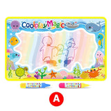 Coolplay Magic drawing mat with ocean-themed border and two markers on a white background