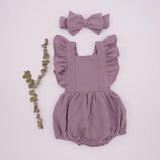 Organic Cotton Ruffle Romper & Headband - 3M, Dusty Pink image