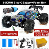 4WD RC Off-Road Drift Car - Super Brushless 50/80KM/h Toy - 50KM Blue 2Battery image