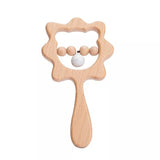 Crochet Bunny Rattle & Teether with Wood Ring - White Lion image