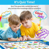Two children playing with a educational quiz board game.