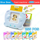 Blue Bear card machine with educational cards on a white background