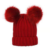 Bobble Hat with Pom Pom - Infant Bonnet, 0-3Y, Unisex - wine red, Kids(0-3Y) image