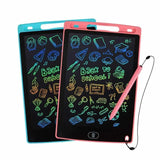 Two colorful electronic doodle boards with pens on a white background