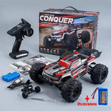1:16 Scale High-Speed RC Car - 50km/h 4WD Monster Truck - Red 4 Batteries image