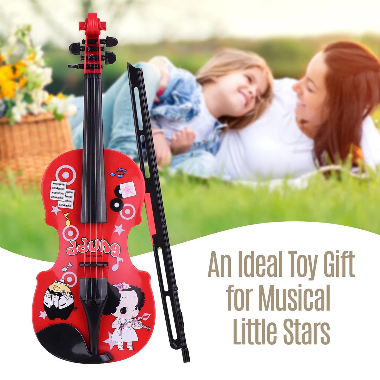 Mini Electric Kids Violin Toy with Adjustable Strings and Bow image 2