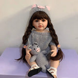 55cm Waterproof Reborn Doll - Silicone, Curly Hair, Bathable - F015701 image