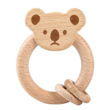 Wooden Baby Rattle & Teether - Crochet Animal Designs - Bear image