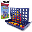 Connect 4 game set with colorful discs and packaging on a white background