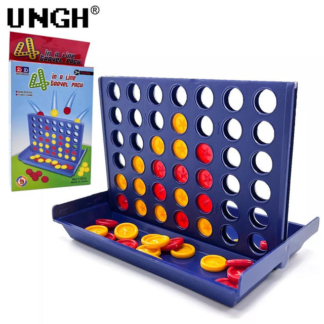 Connect 4 game set with colorful discs and packaging on a white background