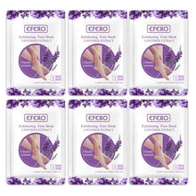 6pk Exfoliating Foot Masks in lavender peeling sock sachets for at-home spa pedicures and softer smoother feet.