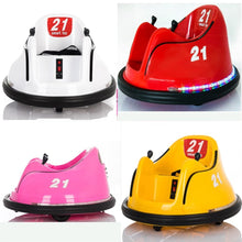 6V ride-on bumper car for toddlers in four colour options with lights and remote for indoor and garden play.
