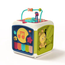7-in-1 Baby Activity Cube musical animal side for sound recognition games and joyful toddler learning time.