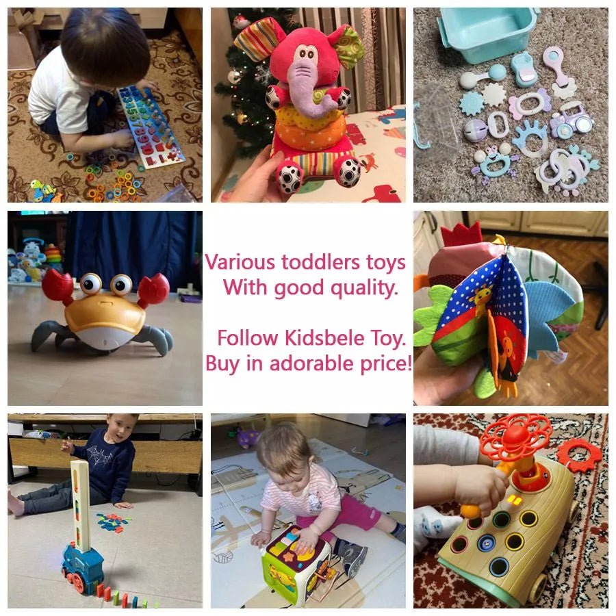 7-in-1 Baby Activity Cube shown with matching toddler toys for building a full early learning play collection.