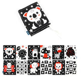 Children's soft book with panda design and matching cards on a white background