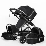 Luxurious 3-in-1 Baby Stroller: Portable, Aluminum Frame, High Landscape - black 3 in 1 image