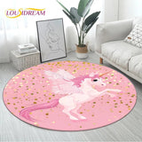 3D Unicorn Cartoon Area Rug - Large Round Non-Slip Mat for Kids - 1, Diameter 150cm image