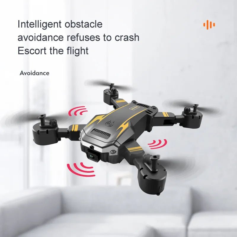 Drone with obstacle avoidance feature on a white background