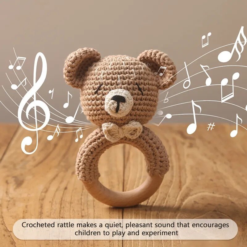 1PC Crochet Bear Rattle & Teether Bracelet for Babies image 4