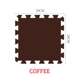 Coffee-colored foam puzzle mat with dimensions and 'COFFEE' label on a white background