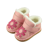 Cute Flower Genuine Leather Baby Girl Snow Boots image 0