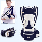 0-48 Month Ergonomic Baby Carrier Infant Baby Hipseat Carrier 3 In 1 Front Facing Ergonomic - Cowboy blue flower image